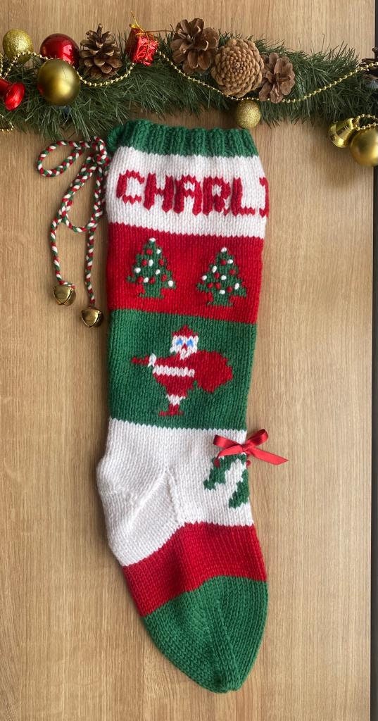 Santa and His Pack Christmas Stocking